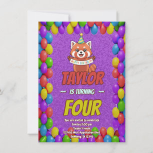 Adorable Red Panda Birthday Invite