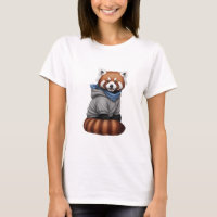 Adorable Red Panda Character in Hoodie and Scarf