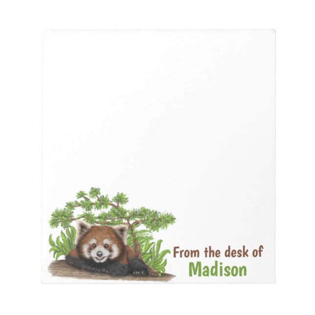 Adorable Red Panda Kids Personalised Notepad (Front)
