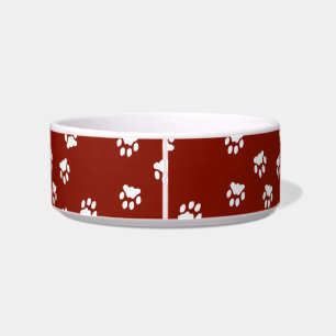 Adorable Red Paw Printed Medium Dog Bowl