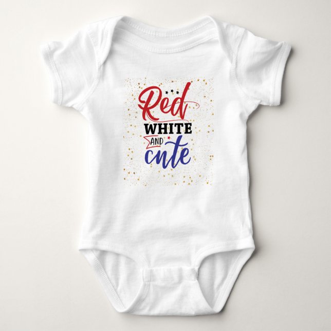 Adorable Red, White and Cute - Fireworks Baby Bodysuit (Front)