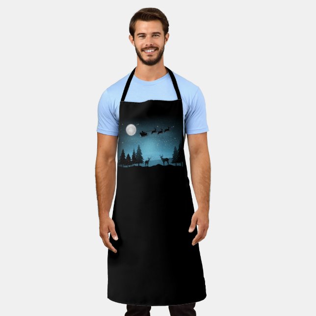 Adorable Reindeer At Night Apron (Worn)
