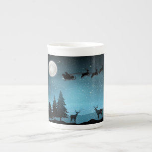 Adorable Reindeer At Night Bone China Mug