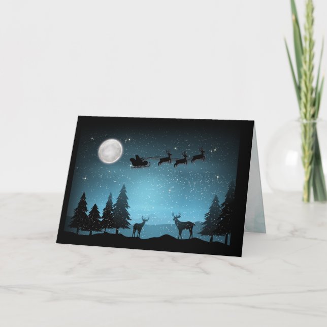 Adorable Reindeer At Night Card (Front)