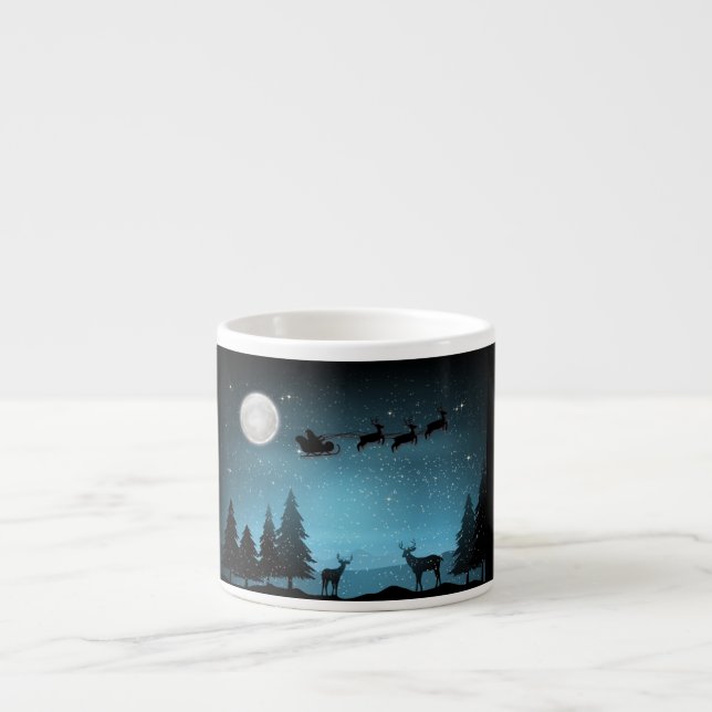 Adorable Reindeer At Night Espresso Cup (Front)
