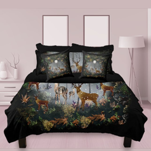 Adorable Reindeer At Night Fleece Blanket (Creator Uploaded)