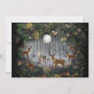 Adorable Reindeer At Night Invitation