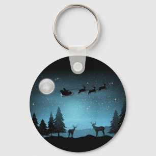 Adorable Reindeer At Night Key Ring