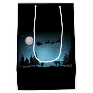 Adorable Reindeer At Night Medium Gift Bag