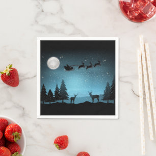 Adorable Reindeer At Night Napkin