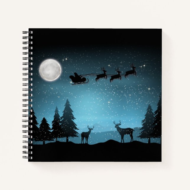Adorable Reindeer At Night Notebook (Front)