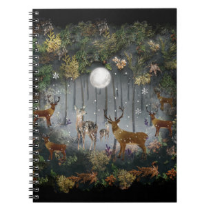 Adorable Reindeer At Night Notebook