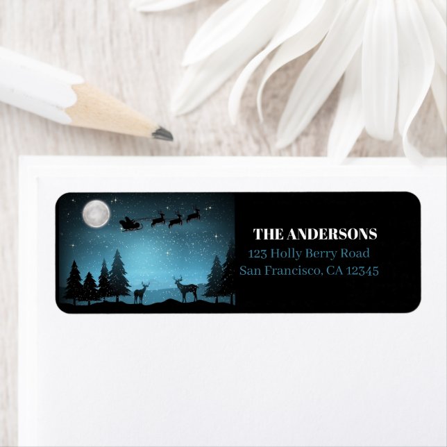 Adorable Reindeer At Night Return Address Label (Insitu)