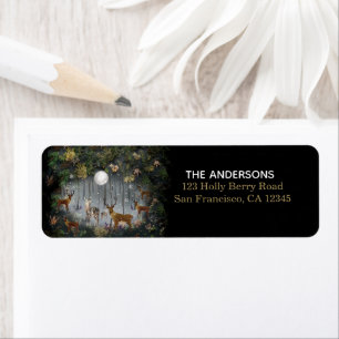 Adorable Reindeer At Night Return Address Label