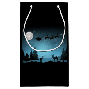 Adorable Reindeer At Night Small Gift Bag