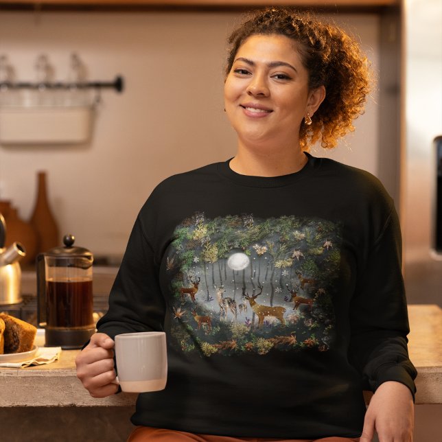 Adorable Reindeer At Night Sweatshirt (Creator Uploaded)