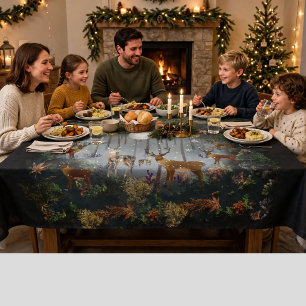Adorable Reindeer At Night Tablecloth