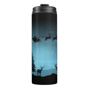 Adorable Reindeer At Night Thermal Tumbler