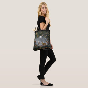 Adorable Reindeer At Night Tote Bag