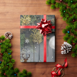 Adorable Reindeer At Night Wrapping Paper