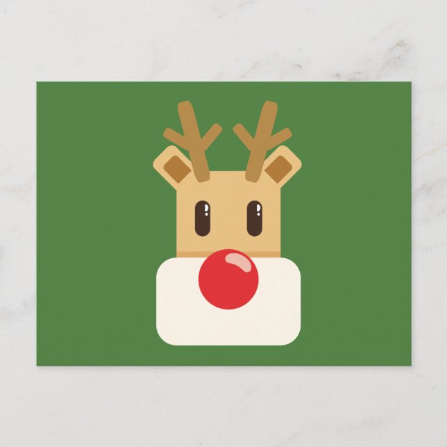 Adorable Reindeer Cartoon Christmas Postcard (Front)