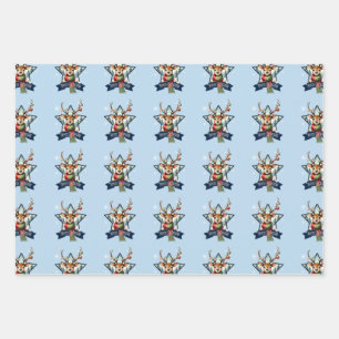 Adorable Reindeer Christmas multipack festive Wrapping Paper Sheet