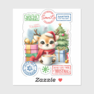 Adorable Reindeer Christmas Sticker