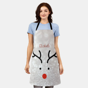 Adorable Reindeer Face,Bokeh Apron