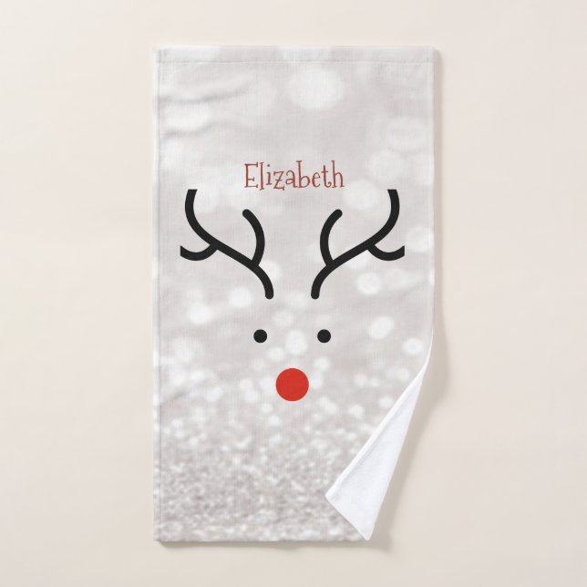 Adorable Reindeer Face,Bokeh     Bath Towel Set (Hand Towel)