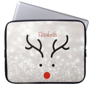 Adorable Reindeer Face,Bokeh Laptop Sleeve