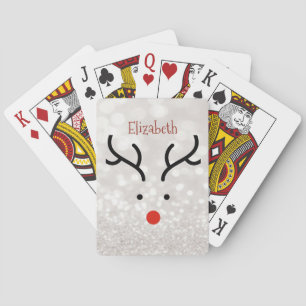 Adorable Reindeer Face,Bokeh   Playing Cards