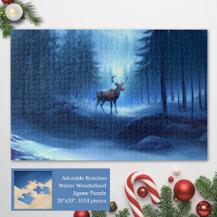 Adorable Reindeer Winter Wonderland Holiday Jigsaw Puzzle