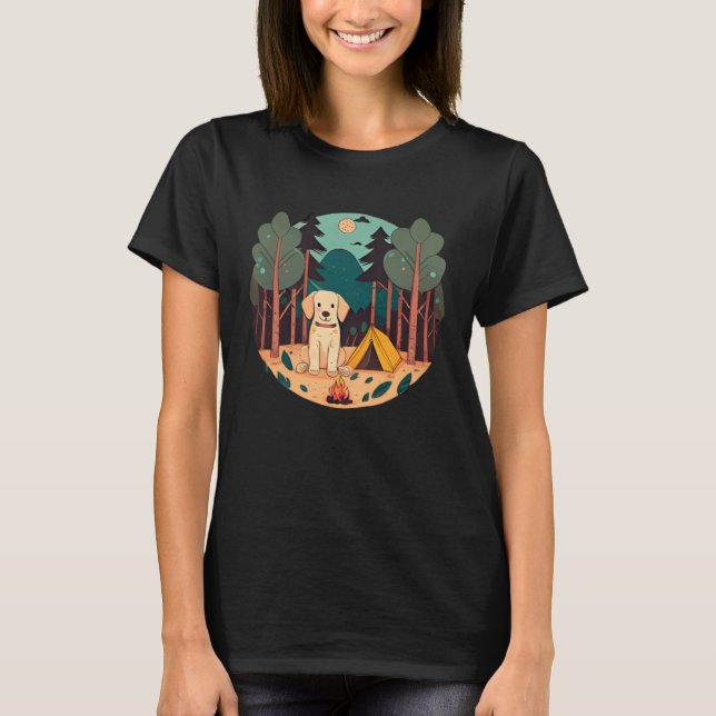 Adorable Retriever Enjoys Camping Adventure in the T-Shirt (Front)
