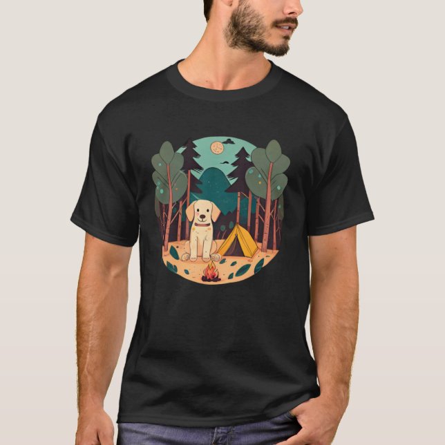 Adorable Retriever Enjoys Camping Adventure in the T-Shirt (Front)