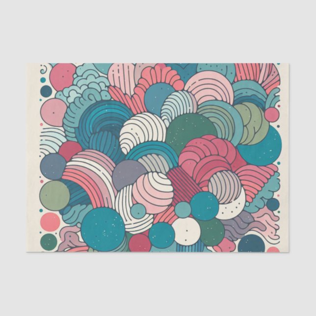 Adorable retro abstract pattern Circle and lines Tissue Paper (Front)