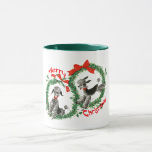 Adorable Retro Christmas Poodles Wreath Custom Mug