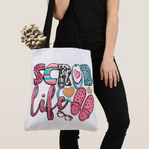 Adorable Retro "Scrub Life" Nurses Large Tote Bag