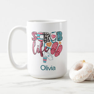 Adorable Retro Scrub Life Nursing Coffee Mug