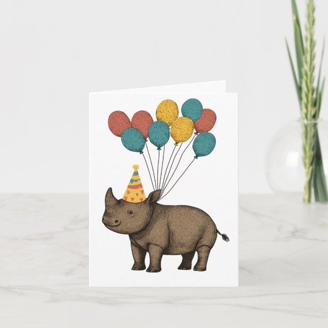 Adorable Rhino Birthday Card (Front)
