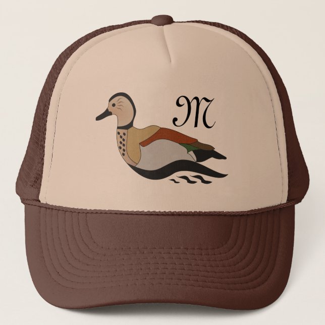 Adorable Ringed Teal Duck Swimming Trucker Hat (Front)