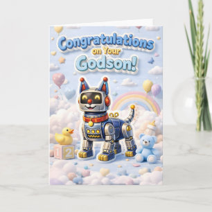 Adorable robot puppy congratulations on your godso card