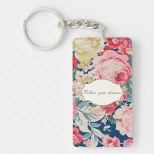 Adorable  Romantic Flowers -Motivational Message Key Ring