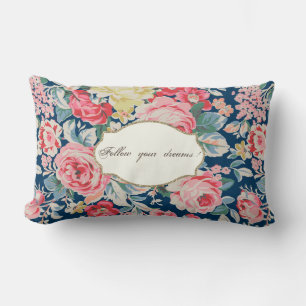 Adorable Romantic Flowers -Motivational Message Lumbar Cushion