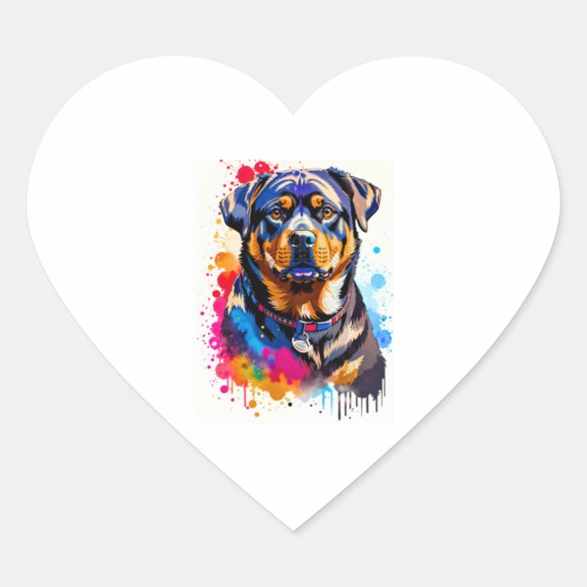Adorable Rottweiler Heart Sticker (Front)