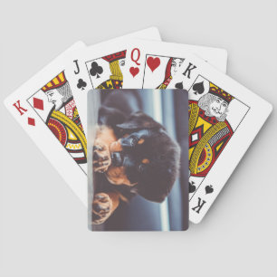 Adorable Rottweiler Puppy Dog Resting Playing Cards