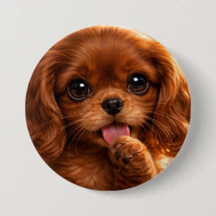 Adorable Ruby Cavalier Spaniel 7.5 Cm Round Badge