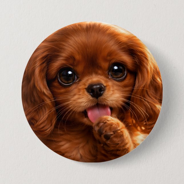 Adorable Ruby Cavalier Spaniel 7.5 Cm Round Badge (Front)