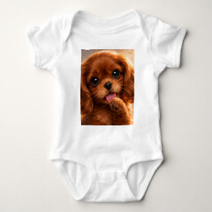 Adorable Ruby Cavalier Spaniel Baby Bodysuit