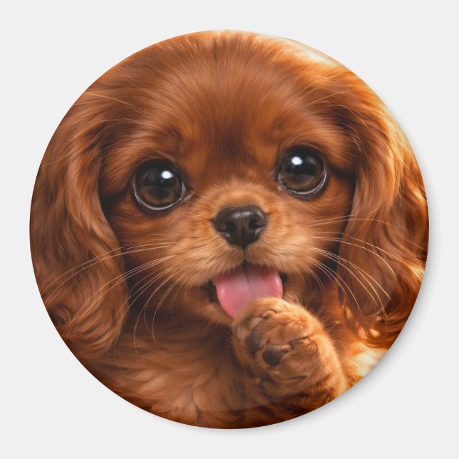 Adorable Ruby Cavalier Spaniel Magnet (Front)