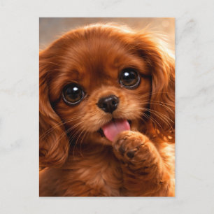 Adorable Ruby Cavalier Spaniel Postcard
